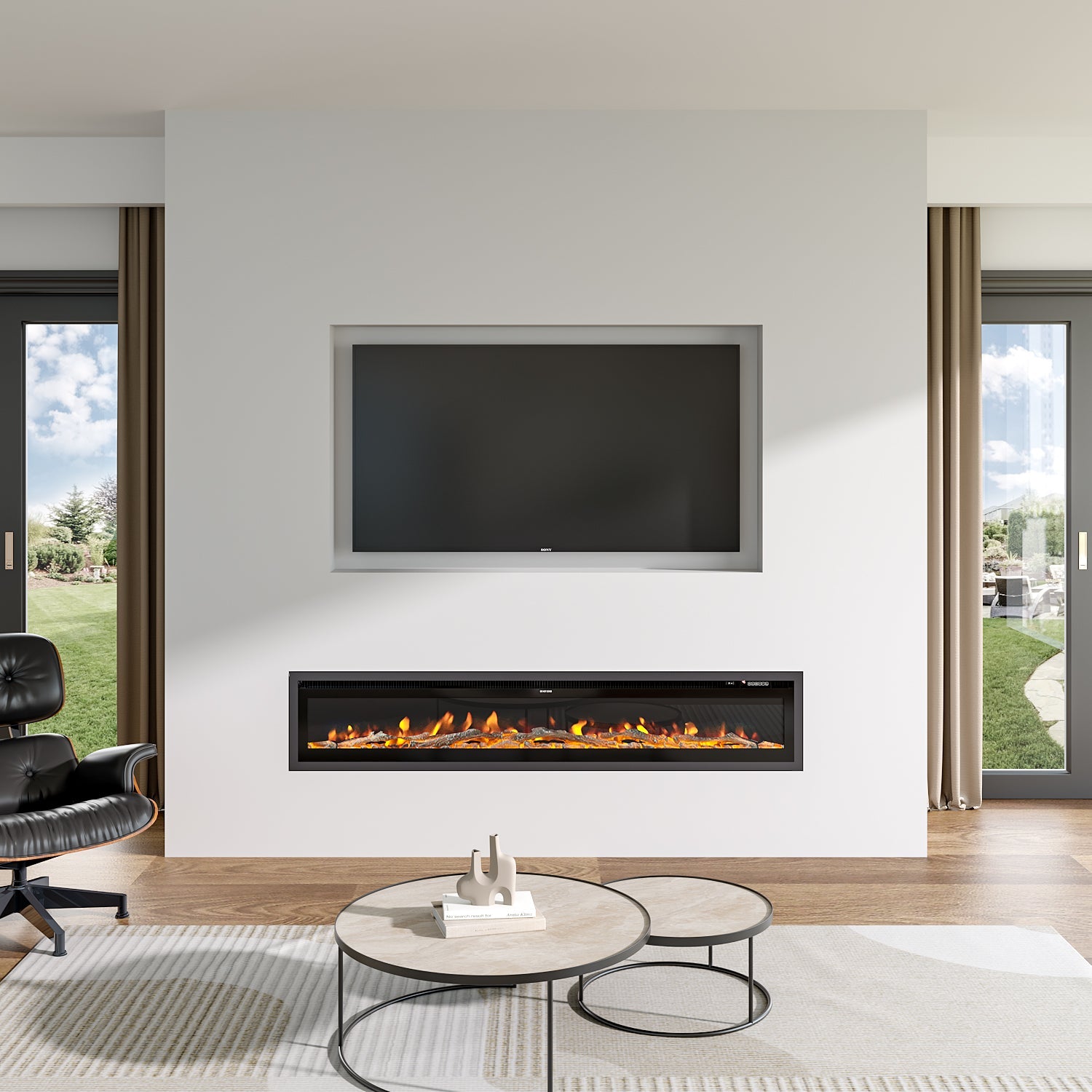 Media Wall Fireplace | 3-in-1 Electric Fireplace Insert with Realistic LED Flames