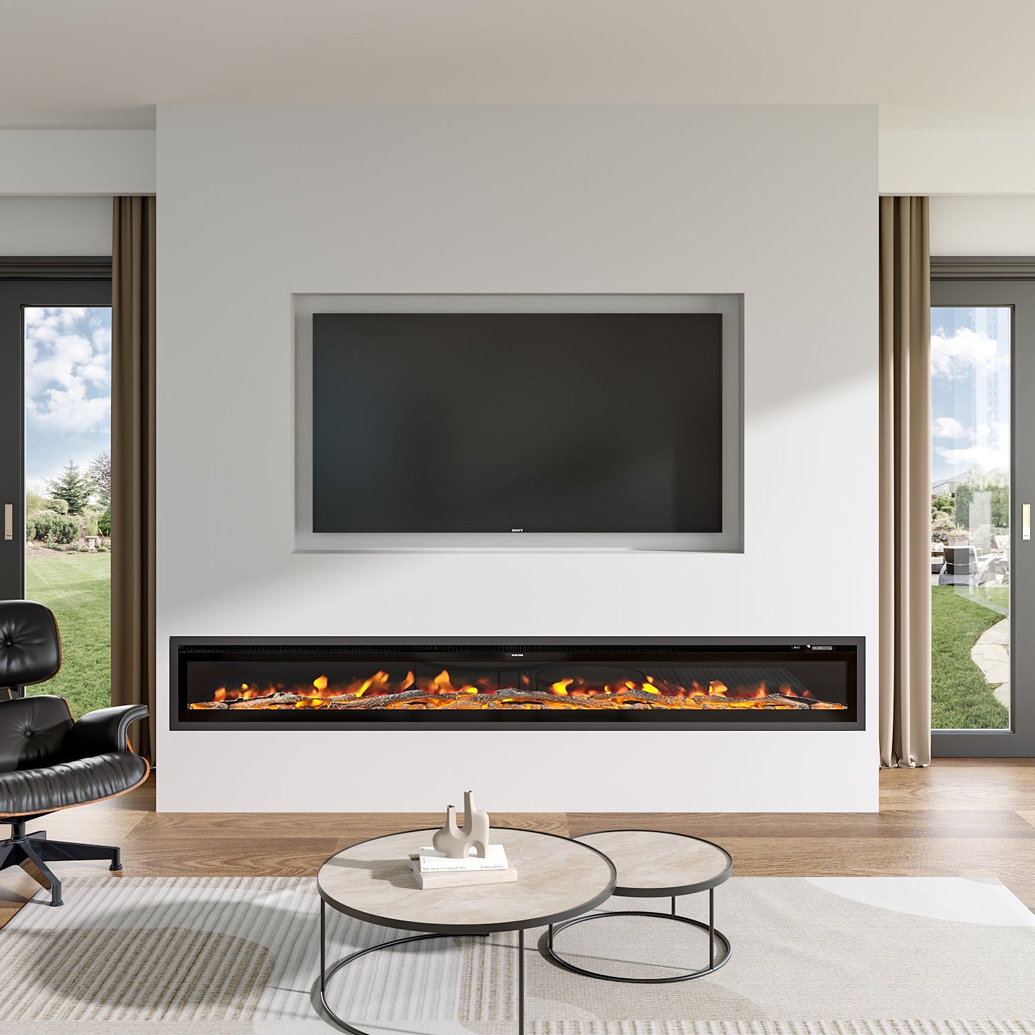 Media Wall Fireplace | 3-in-1 Electric Fireplace Insert with Realistic LED Flames