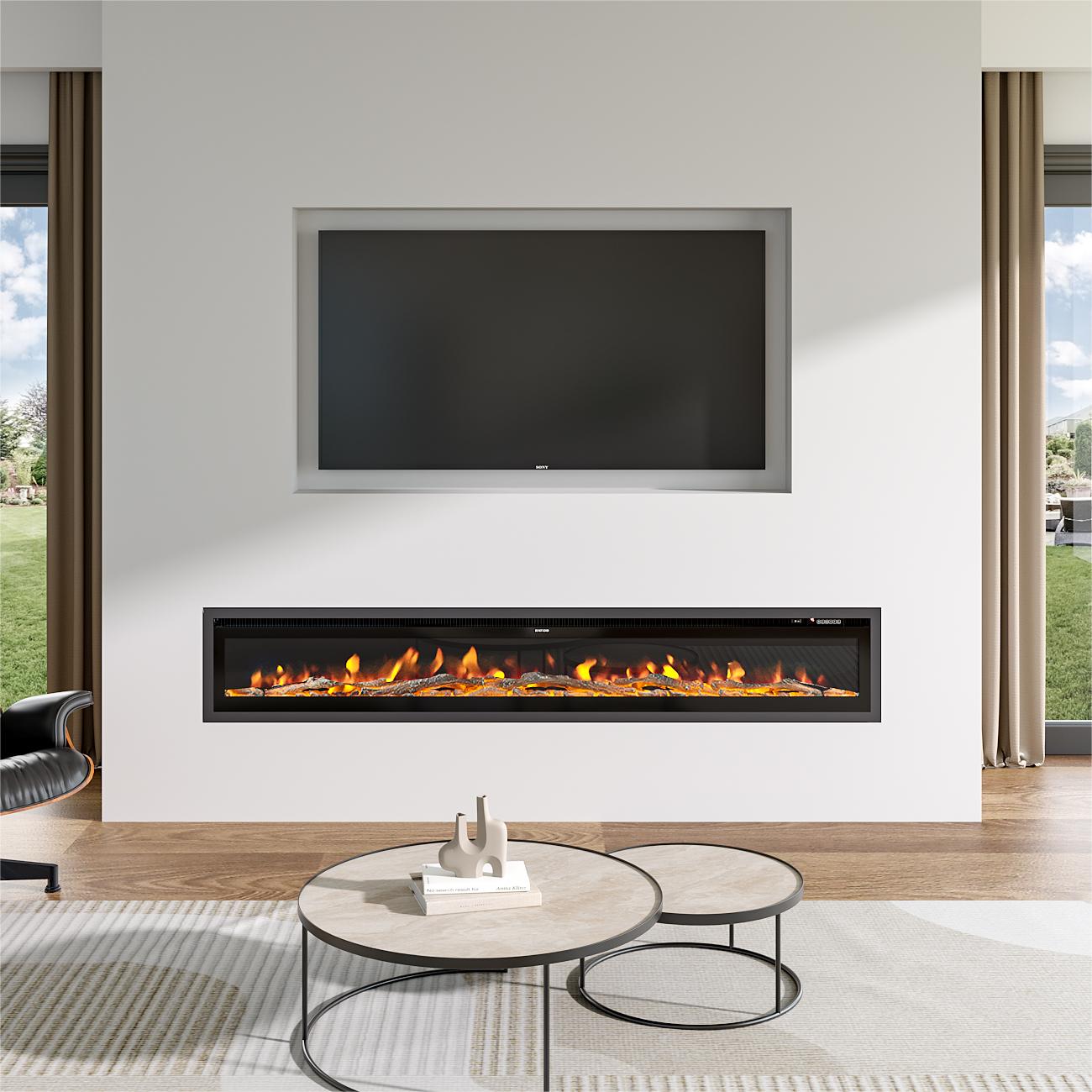 Media Wall Fireplace | 3-in-1 Electric Fireplace Insert with Realistic LED Flames