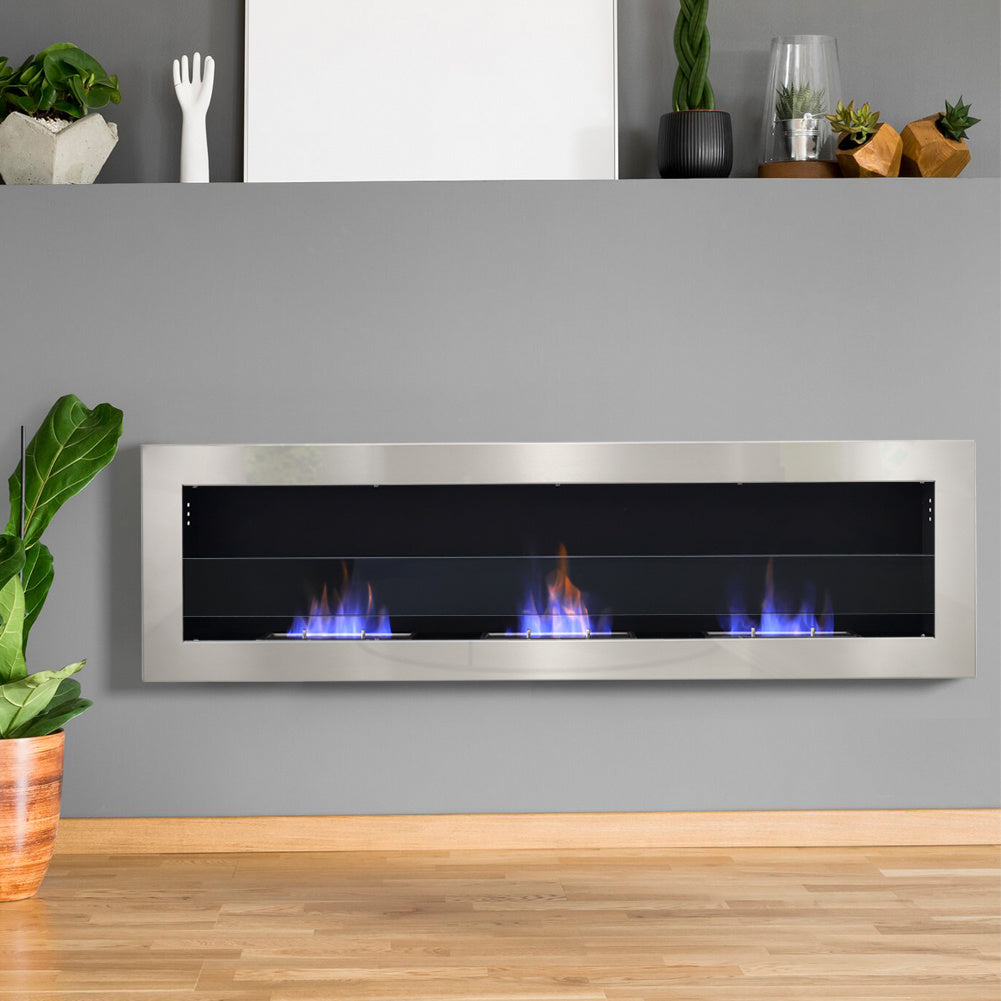 55 Inch Bio Ethanol Wall Mounted Fireplace