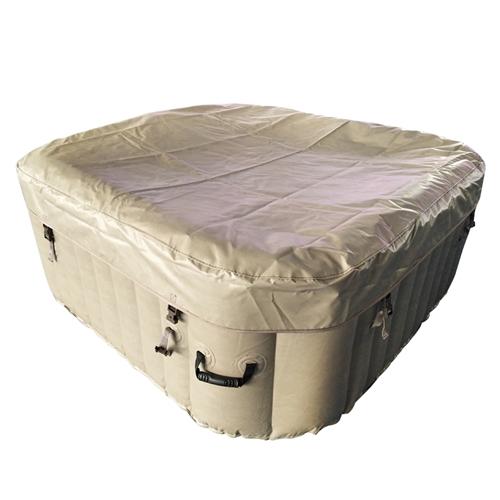 ALEKO Square Blow Up Hot Tub 6 Person with Cove I 250 Gallon I Portable Spa I Brown I SPAFAIR