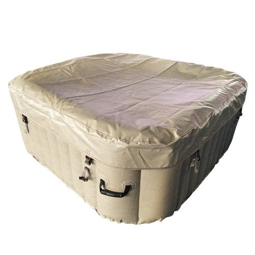 ALEKO Square Inflatable Hot Tub 2-4 Person with Cover I 160 Gallon I Portable Spa I Brown I SPAFAIR