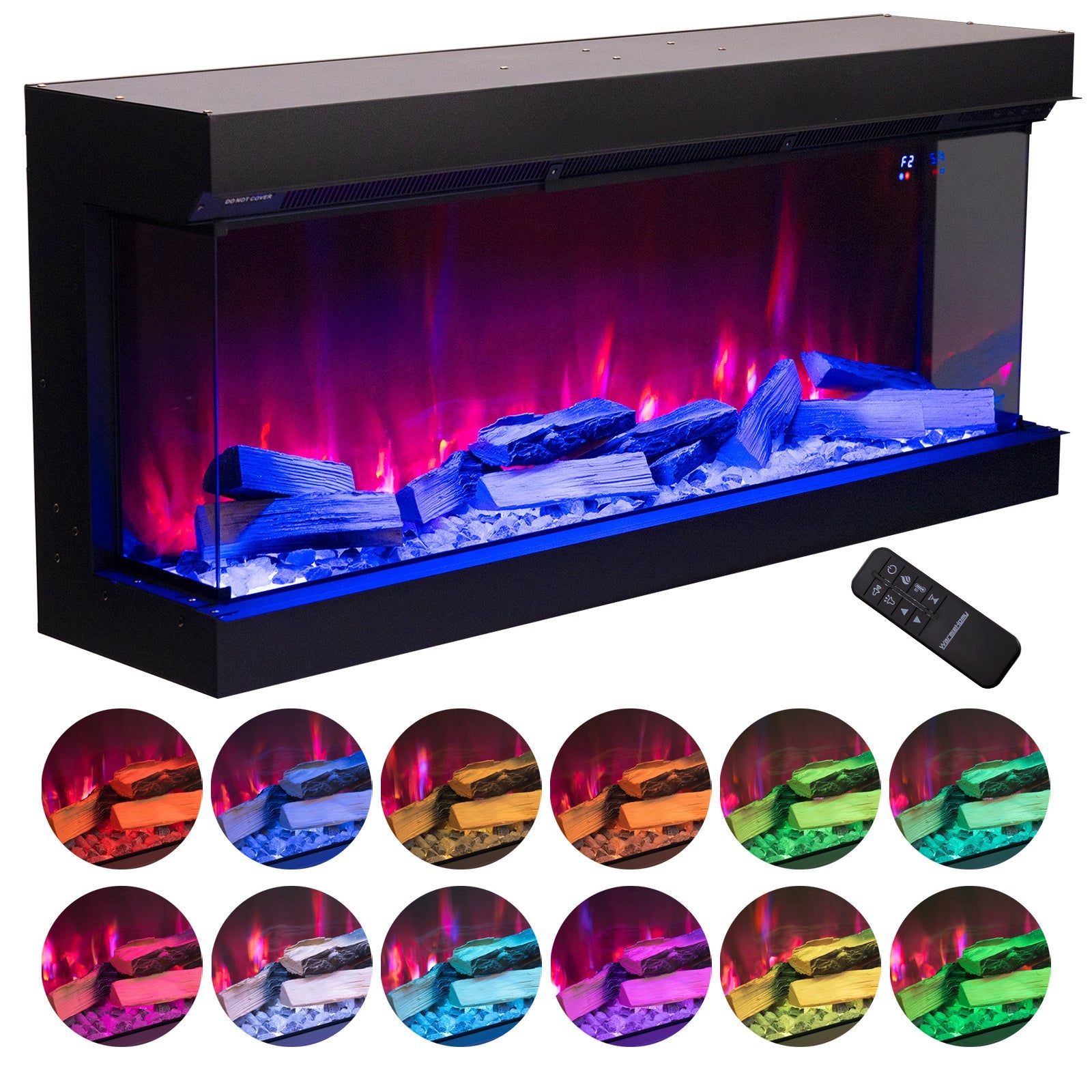 Wifi-Enabled 2/ 3-Sided Built-in Electric Fireplace with Crackling Sound