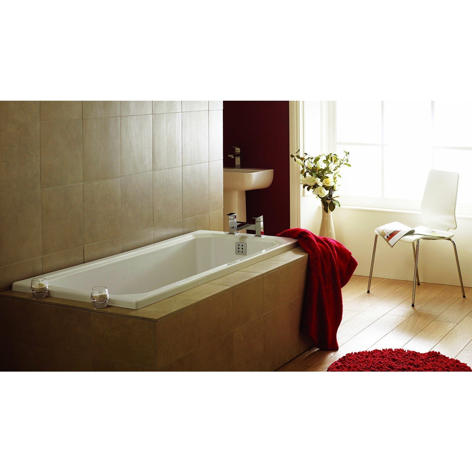 1700 x 700mm Square Single-Ended Straight Bath - Art