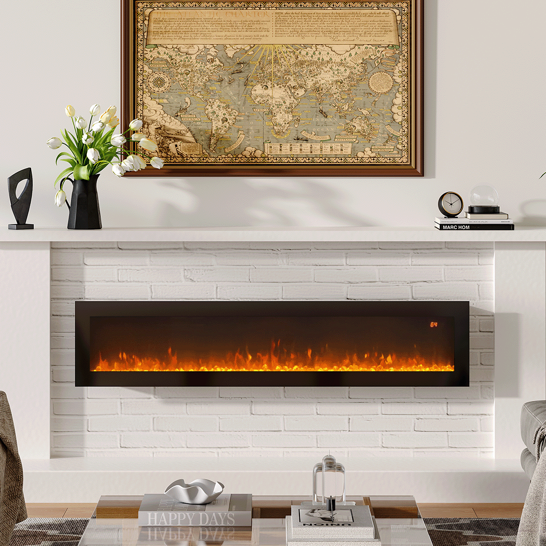 Media Wall Fireplace | 3-in-1 Electric Fireplace Insert with Realistic LED Flames
