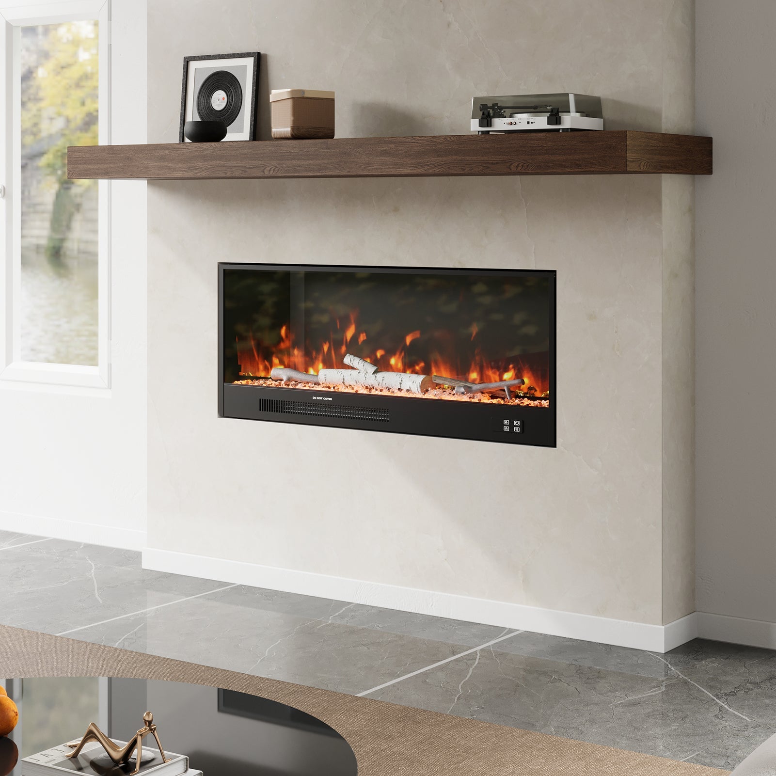33/46/58inch WiFi Electric Fireplace with LED Display, Realistic Flame Effect & App Control