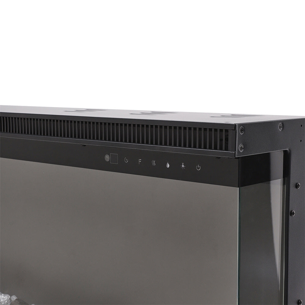 Panoramic 2/3-Sided Electric Fire Insert with Crystal Stones