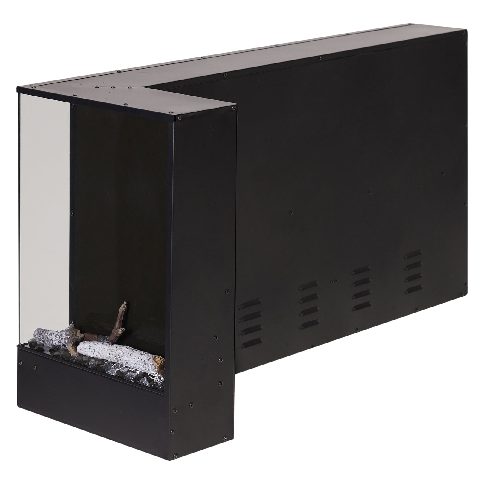 46/60inch L-Shaped Electric Fireplace – WiFi Control, LED Display, Resin Logs & Crystal Stones with Heating