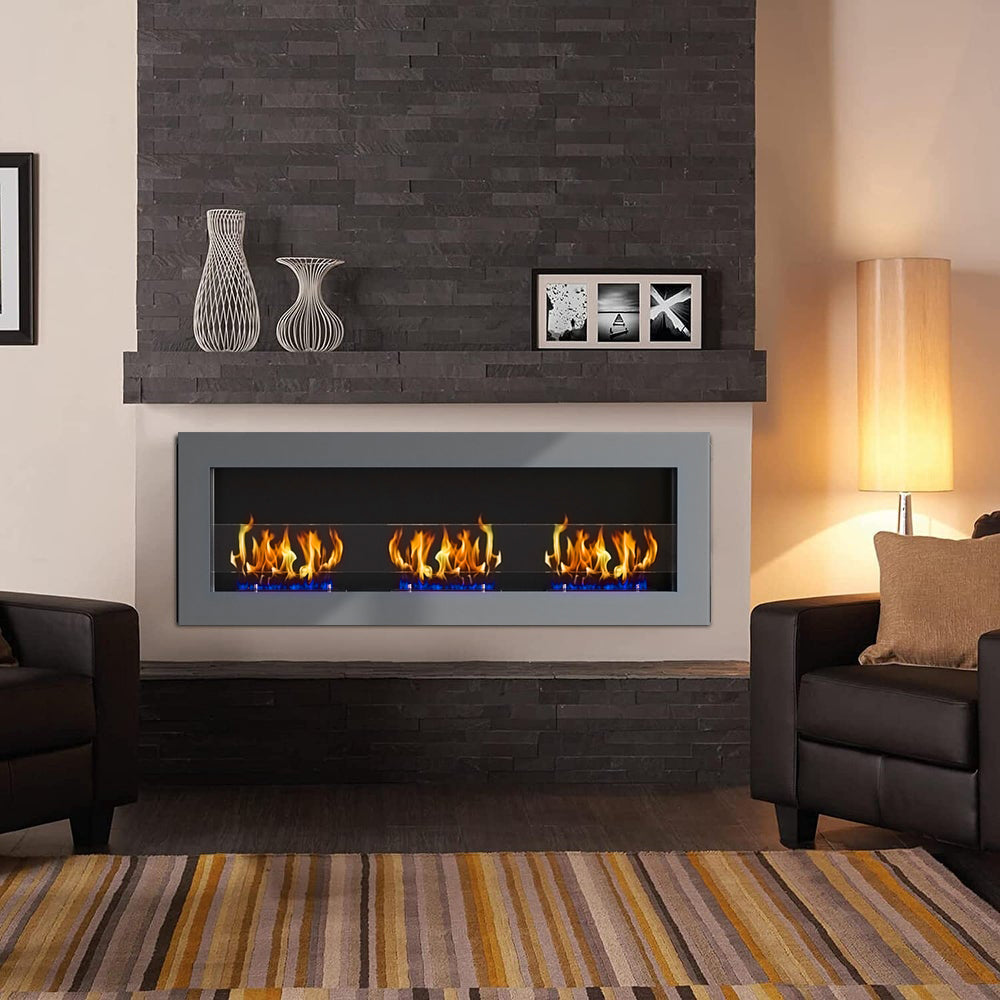 35/47 Inch Bioethanol Stainless Steel Wall Mounted Fireplace
