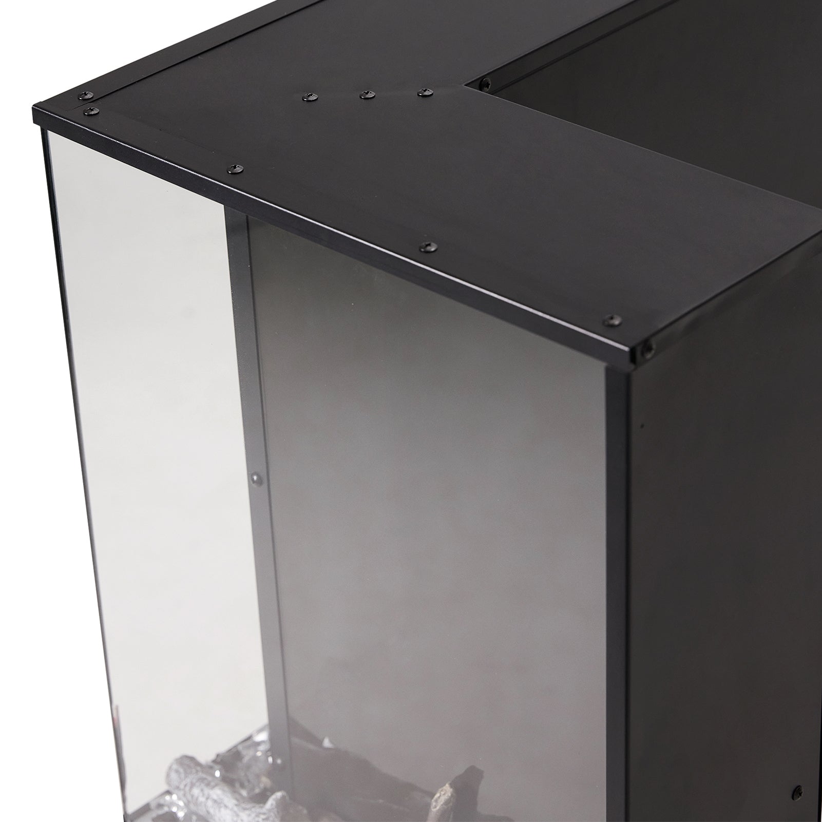 46/60inch L-Shaped Electric Fireplace – WiFi Control, LED Display, Resin Logs & Crystal Stones with Heating