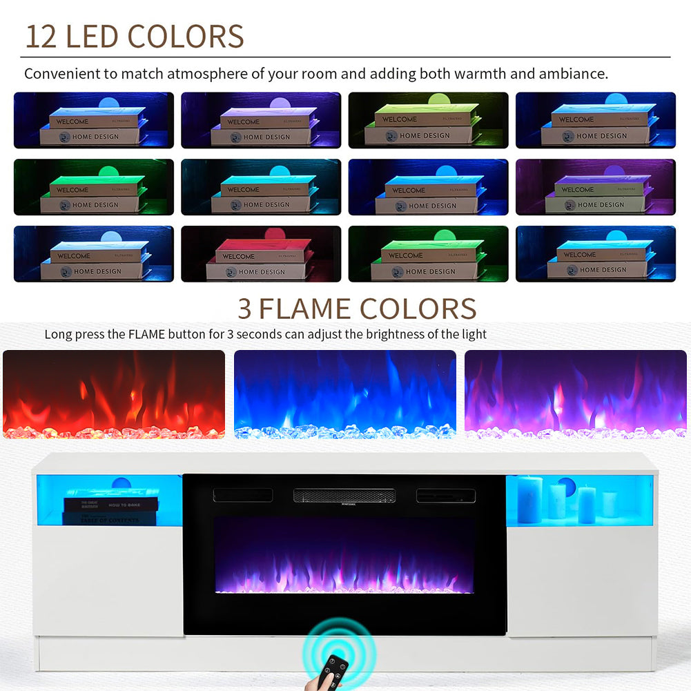 Modern Large TV Unit with Fireplace and Storage