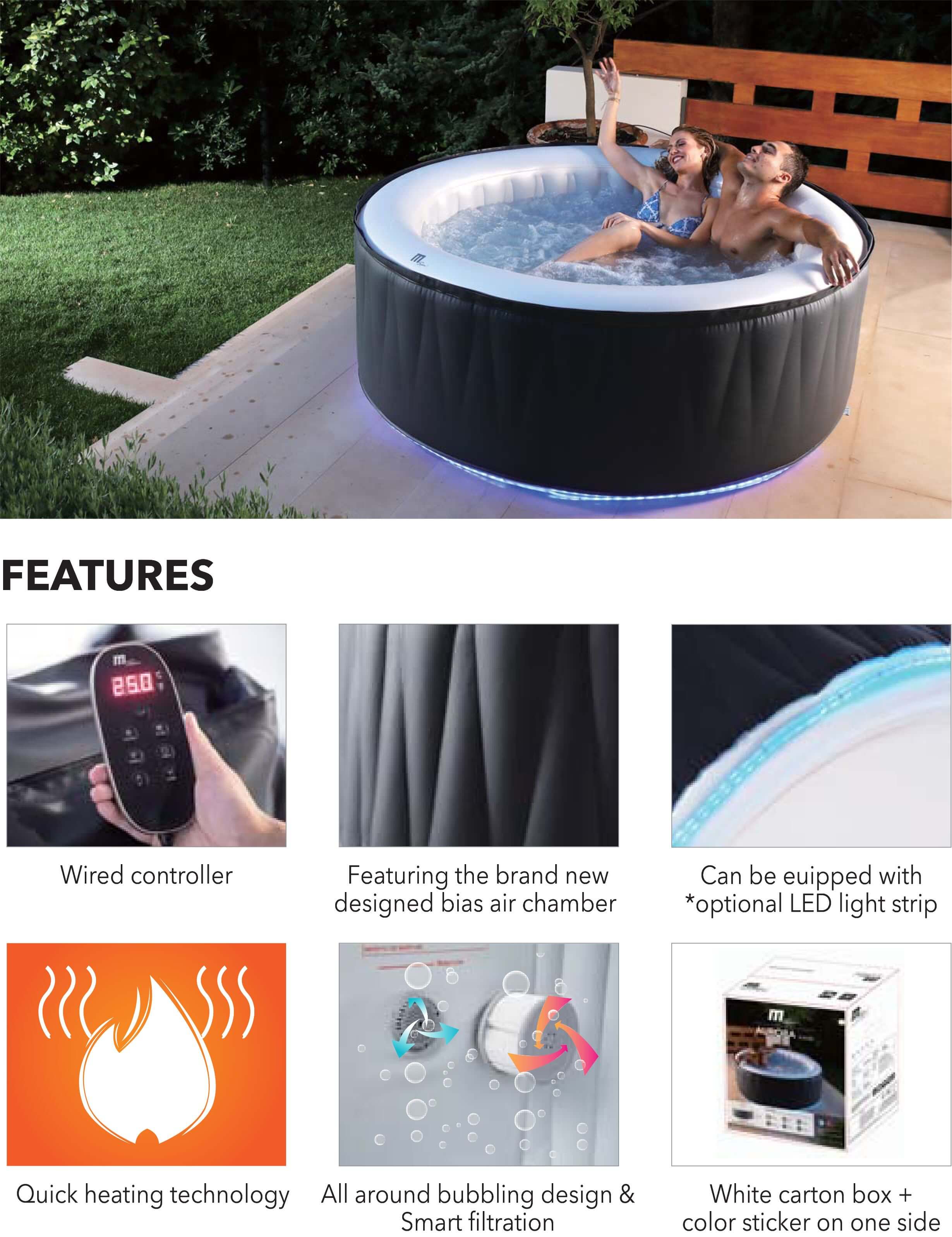 MSPA Blow up Hot Tub for 4-6 People Plug and Play Inflatable Tub 245 Gallon I SPAFAIR