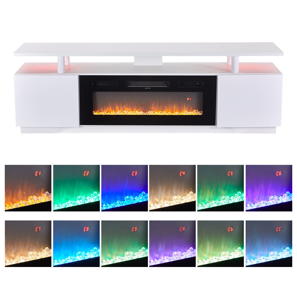 70-Inch Electric Fireplace TV Stand | 12 Flame Colours & Remote Control