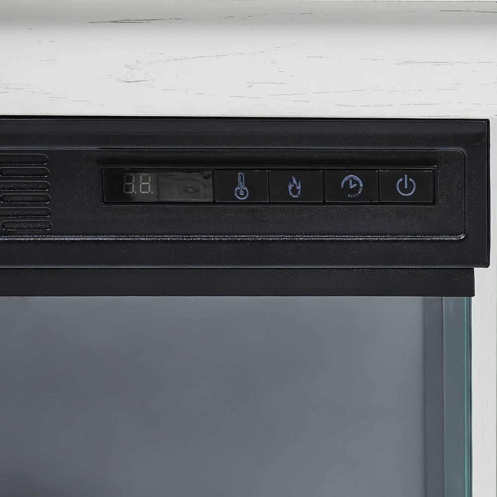 Panoramic Glass Fireplace TV Stand with Storage Cabinets, Customizable Flames & Remote Control