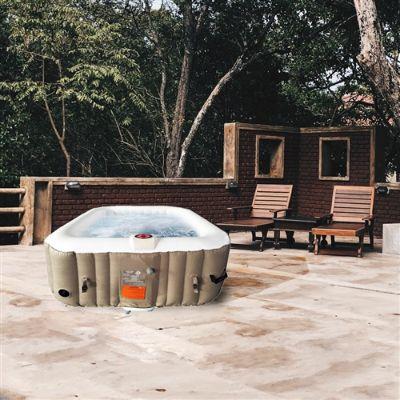 ALEKO Square Blow Up Hot Tub 6 Person with Cove I 250 Gallon I Portable Spa I Brown I SPAFAIR