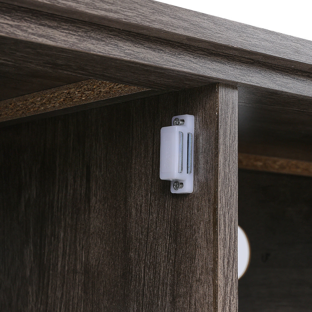 Panoramic Glass Fireplace TV Stand with Storage Cabinets, Customizable Flames & Remote Control