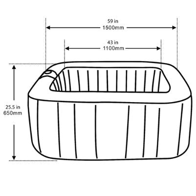ALEKO Square Inflatable Hot Tub 2-4 Person with Cover I 160 Gallon I Portable Spa I Brown I SPAFAIR