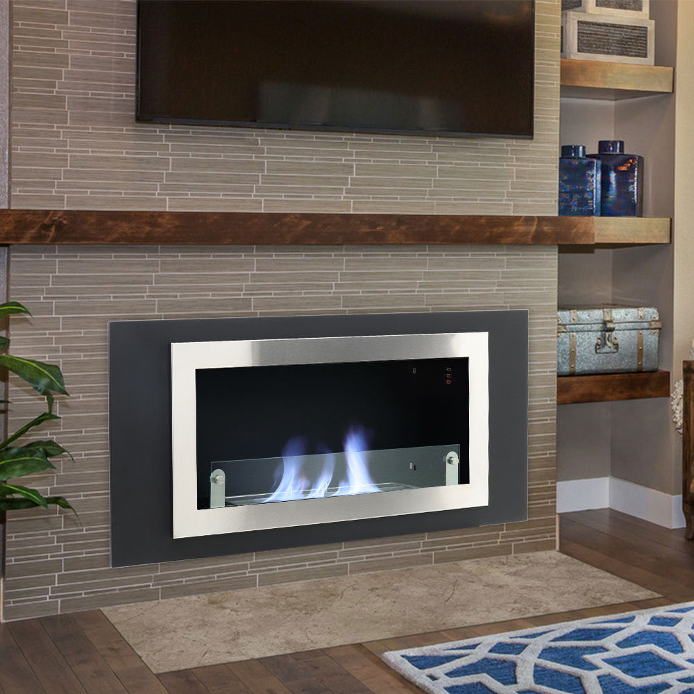 45inch Bio Ethanol Built in Recessed Wall Mount  Fireplace Silver