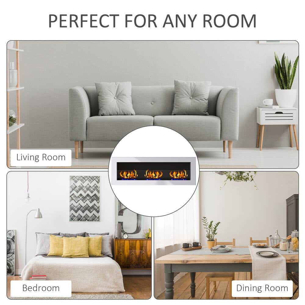 35/47 Inch Bioethanol Stainless Steel Wall Mounted Fireplace