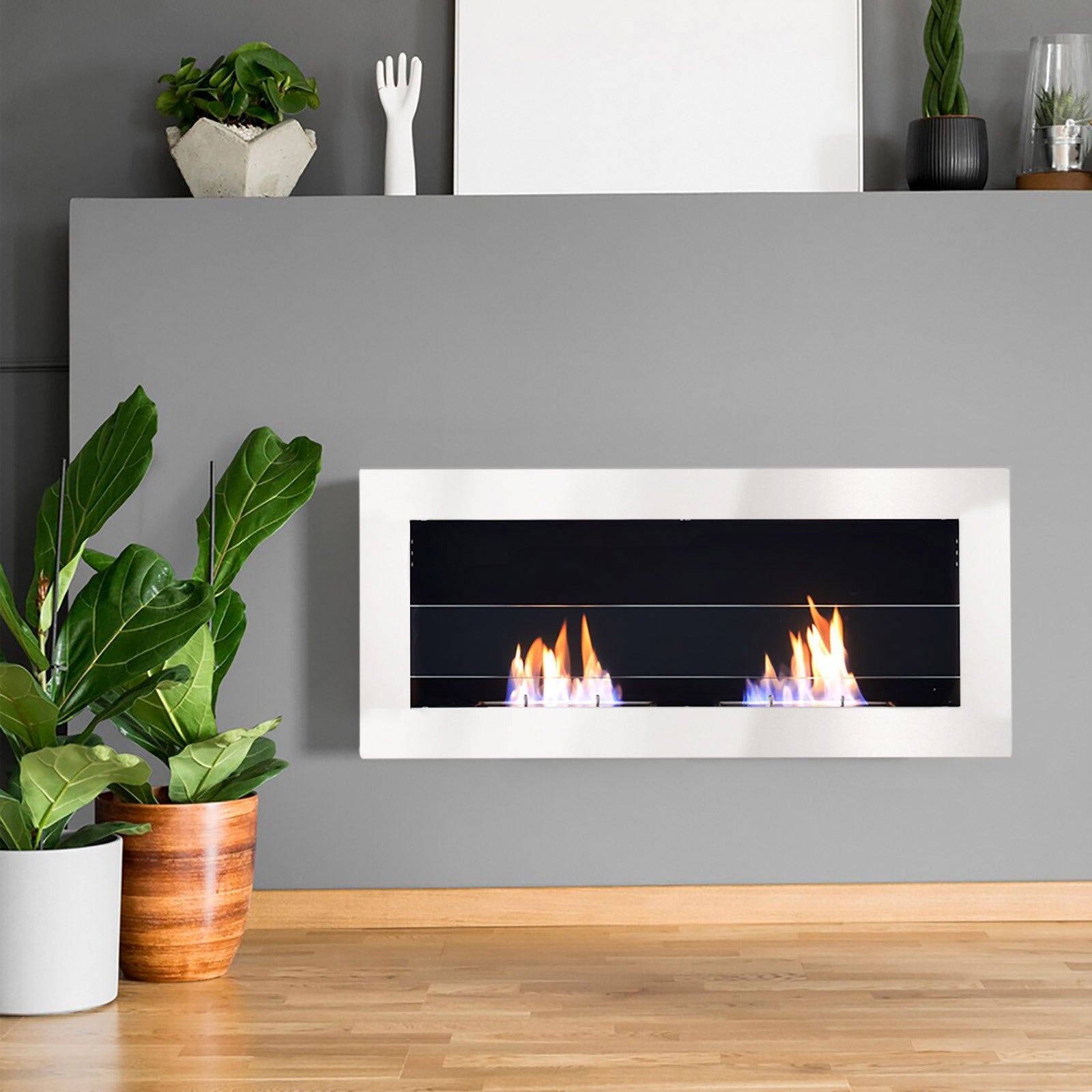 35/47 Inch Bioethanol Stainless Steel Wall Mounted Fireplace