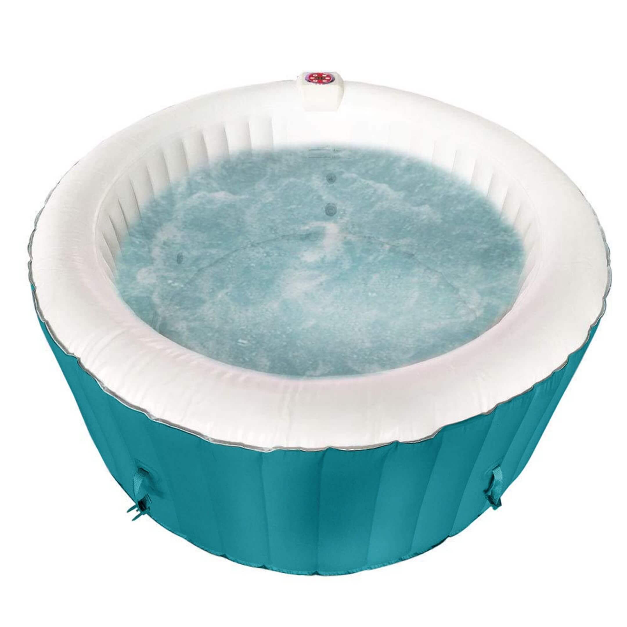 ALEKO Round Inflatable Hot Tub Spa With Cover 2-4 Person - 210 Gallon - Light Blue and White I SPAFAIR