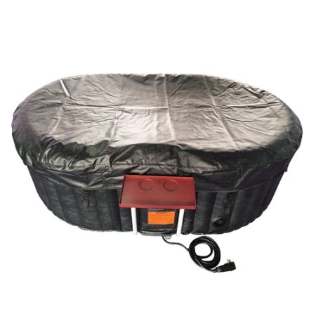 Oval Black Inflatable Hot Tub With Drink Tray and Cover - 2 Person - 145 Gallon