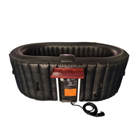 Oval Black Inflatable Hot Tub With Drink Tray and Cover - 2 Person - 145 Gallon