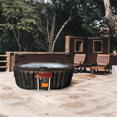 Oval Black Inflatable Hot Tub With Drink Tray and Cover - 2 Person - 145 Gallon