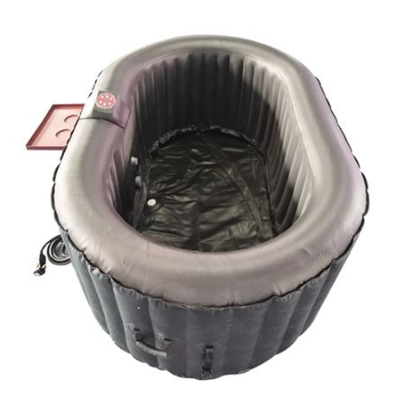 Oval Black Inflatable Hot Tub With Drink Tray and Cover - 2 Person - 145 Gallon