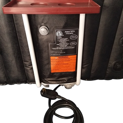 Oval Black & White Inflatable Hot Tub With Drink Tray and Cover - 2 Person - 145 Gallon I SPAFAIR