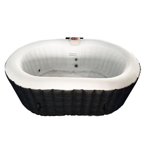 Oval Black & White Inflatable Hot Tub With Drink Tray and Cover - 2 Person - 145 Gallon I SPAFAIR