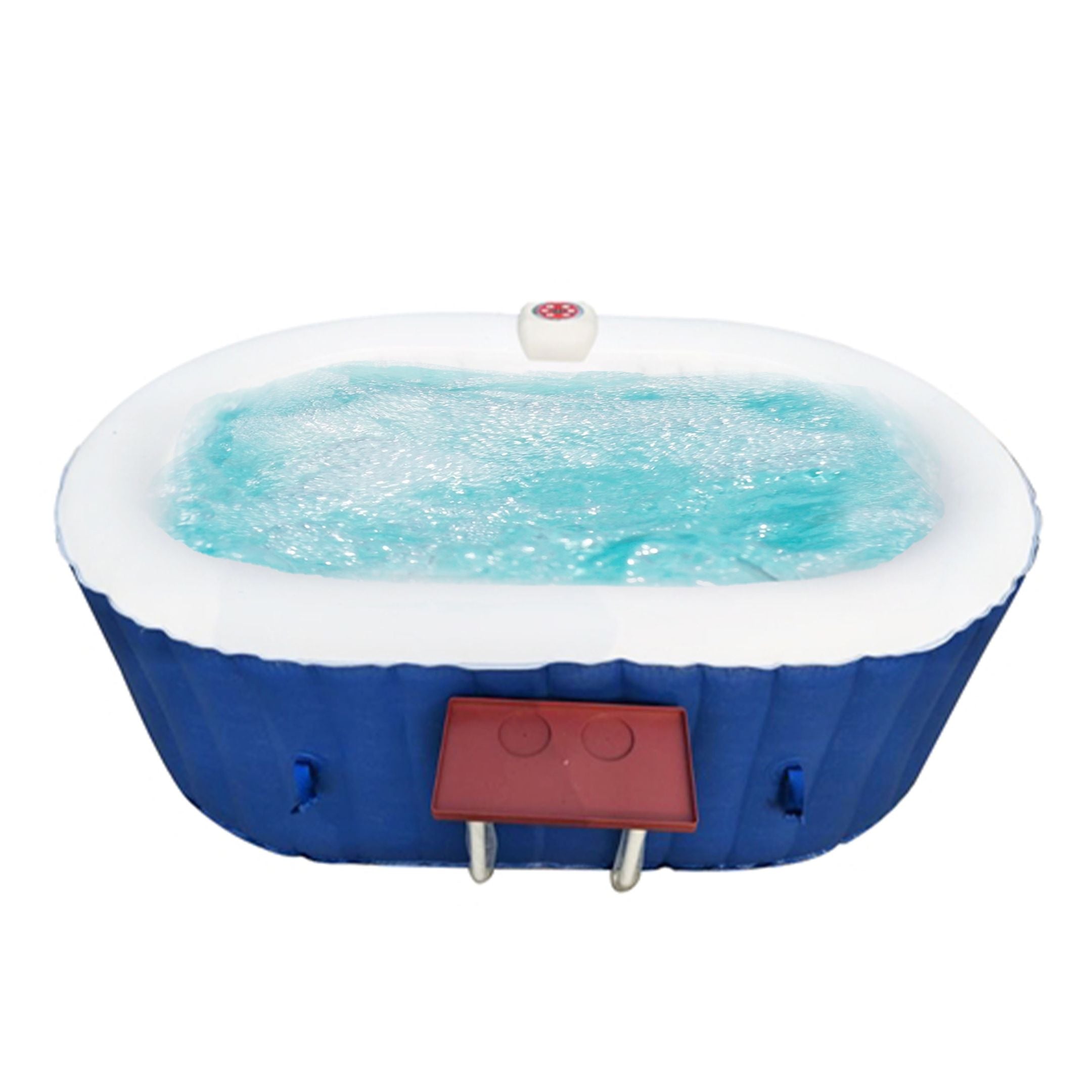 Oval Blue Inflatable Hot Tub With Drink Tray and Cover - 2 Person - 145 Gallon I SPAFAIR