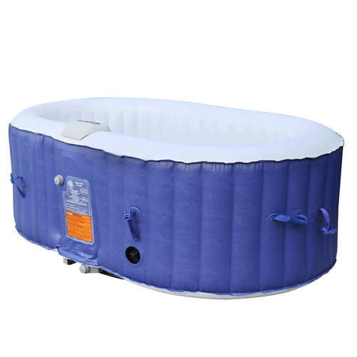 Oval Blue Inflatable Hot Tub With Drink Tray and Cover - 2 Person - 145 Gallon I SPAFAIR