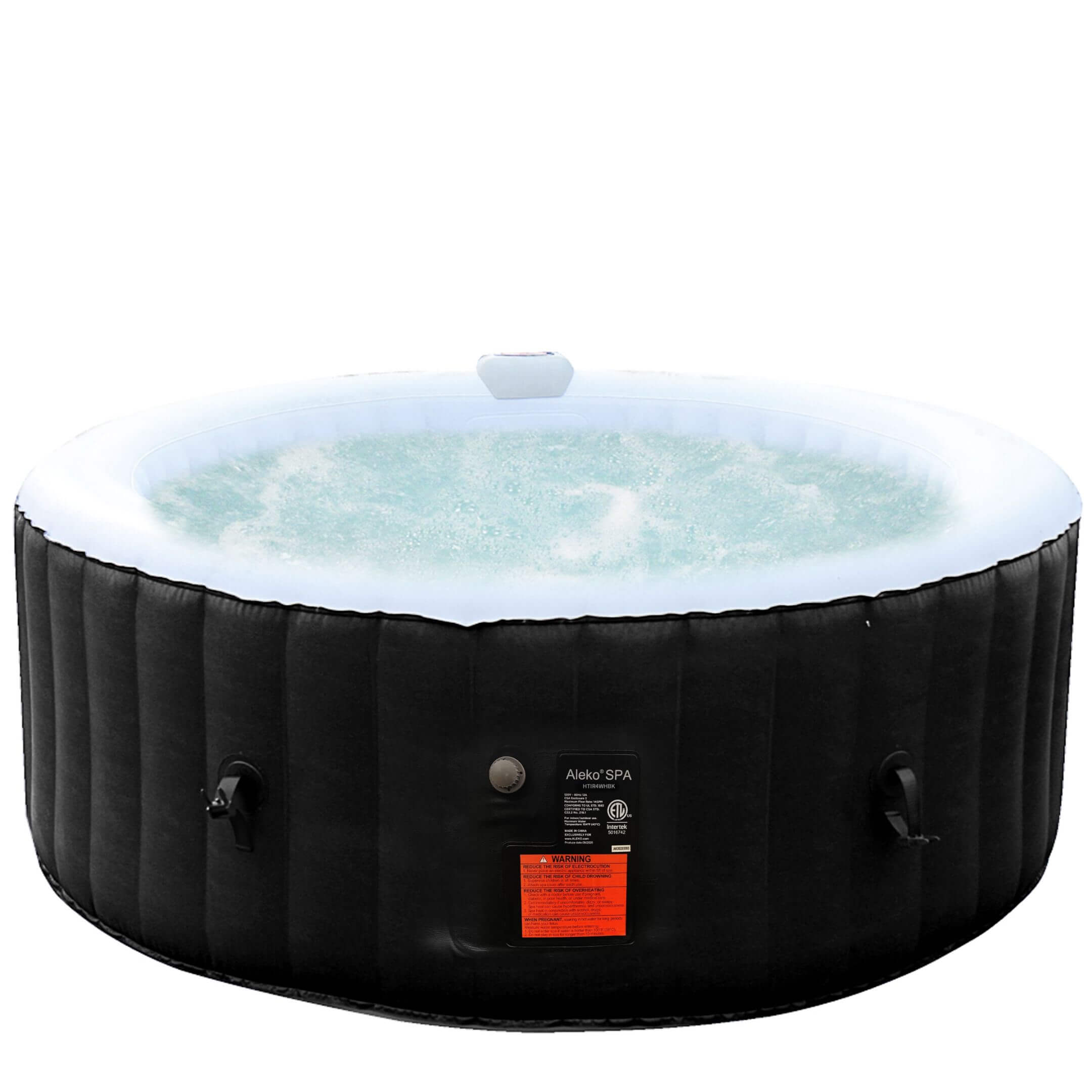 ALEKO Round Inflatable Hot Tub With Cover 2-4 Person - 210 Gallon - Black & White I SPAFAIR