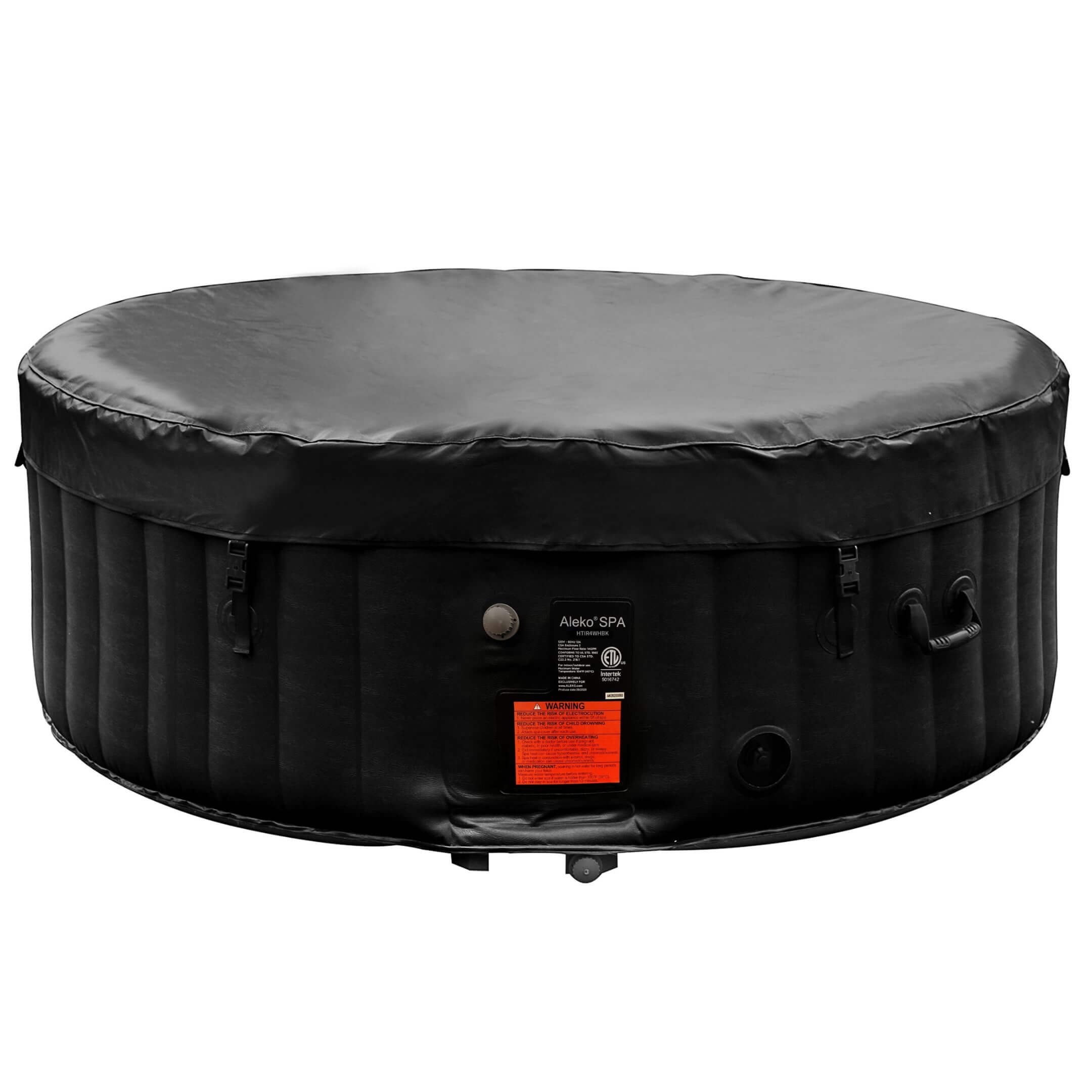 ALEKO Round Inflatable Hot Tub With Cover 2-4 Person - 210 Gallon - Black & White I SPAFAIR