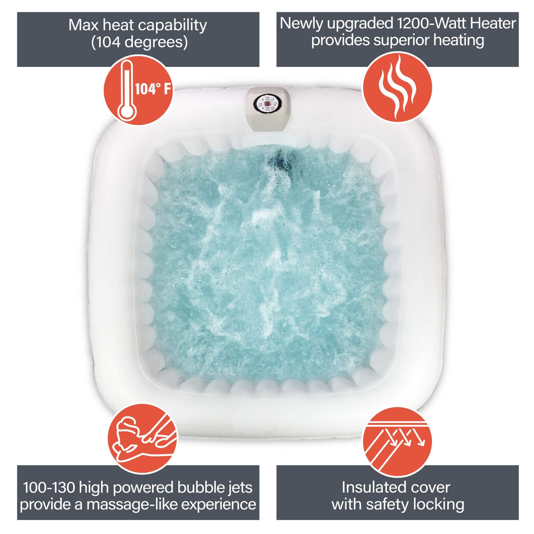 ALEKO Square Inflatable Hot Tub 2-4 Person with Cover I 160 Gallon I Black & White I SPAFAIR