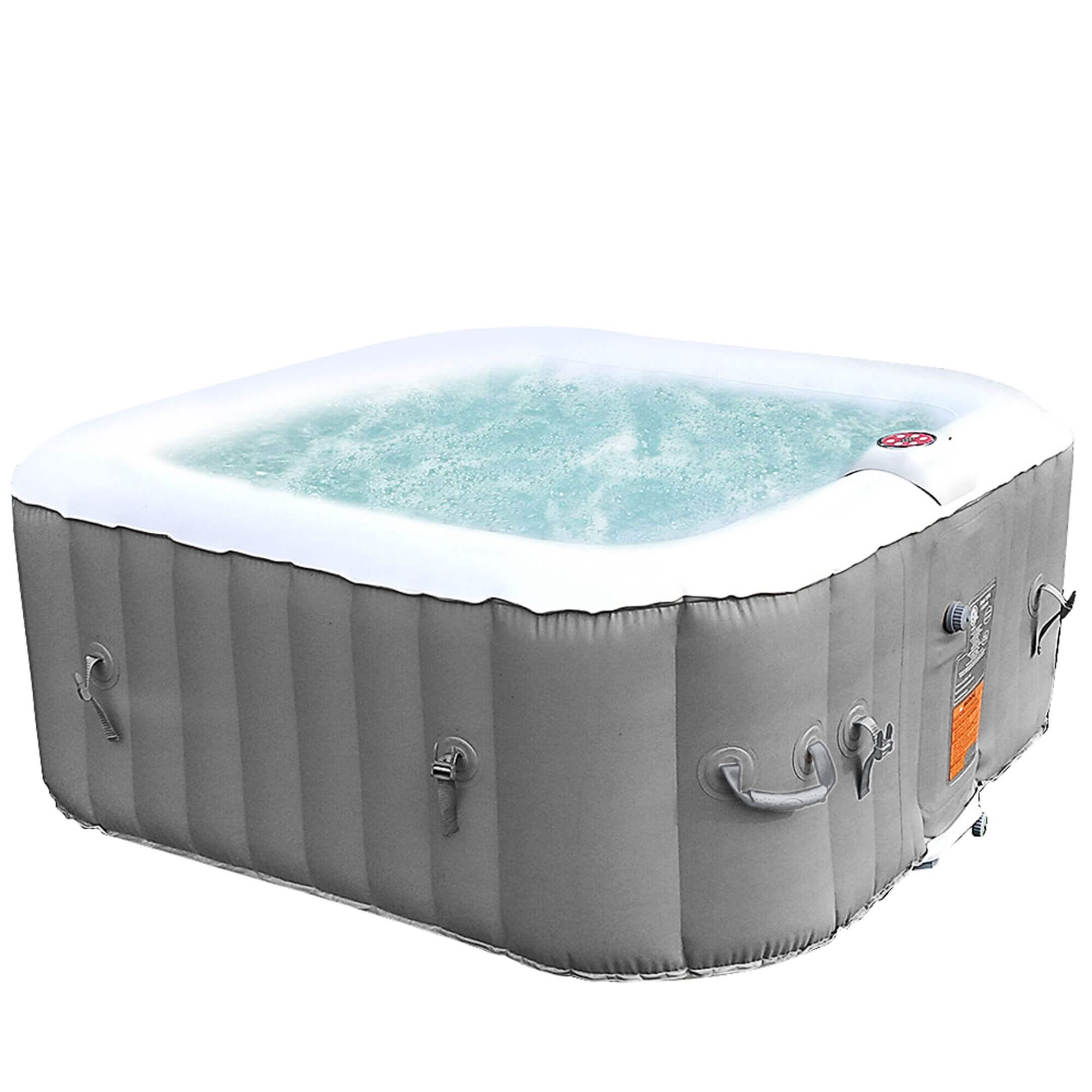 ALEKO Square Inflatable Hot Tub 2-4 Person with Cover I 160 Gallon I Portable Spa I Gray I SPAFAIR