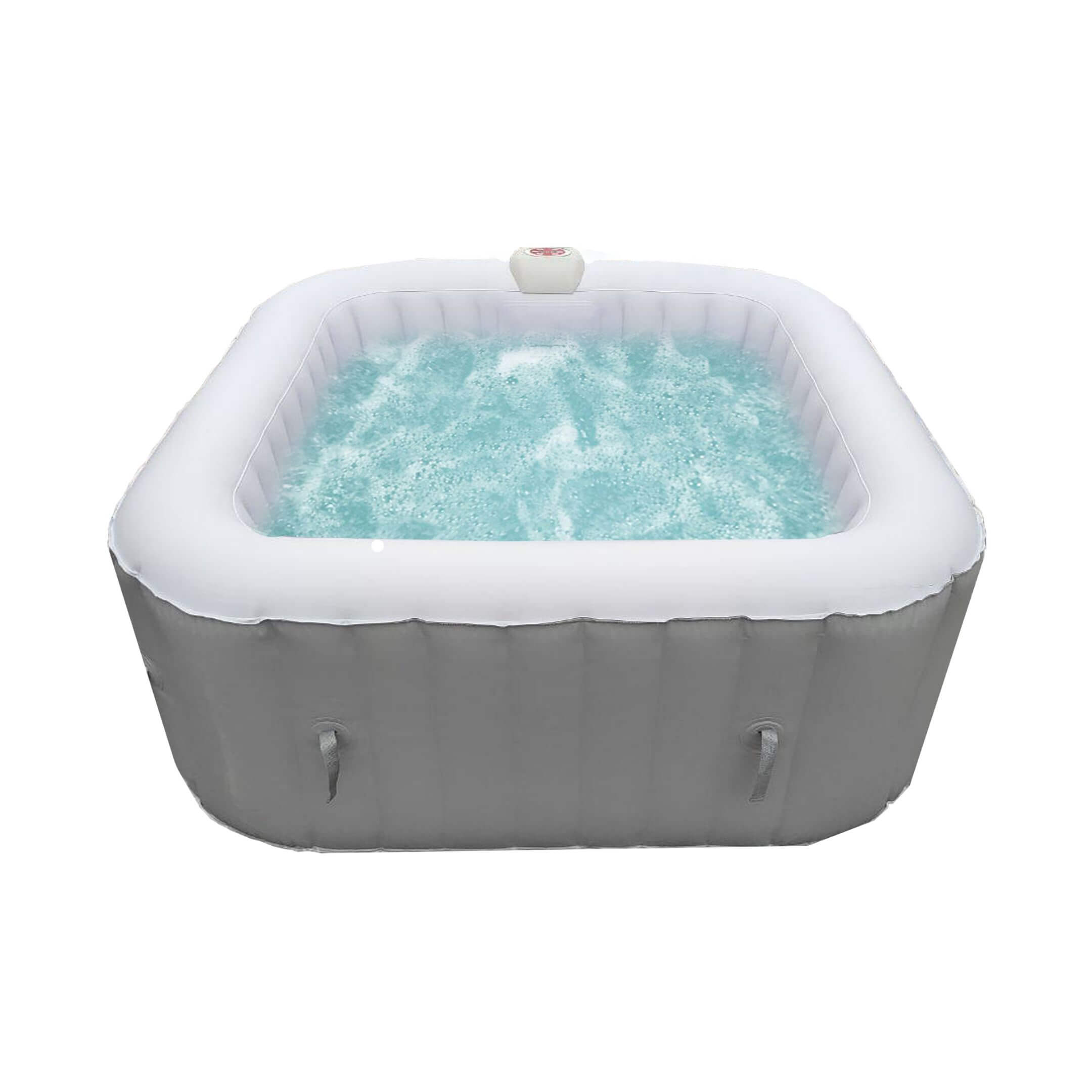 ALEKO Square Inflatable Hot Tub 2-4 Person with Cover I 160 Gallon I Portable Spa I Gray I SPAFAIR