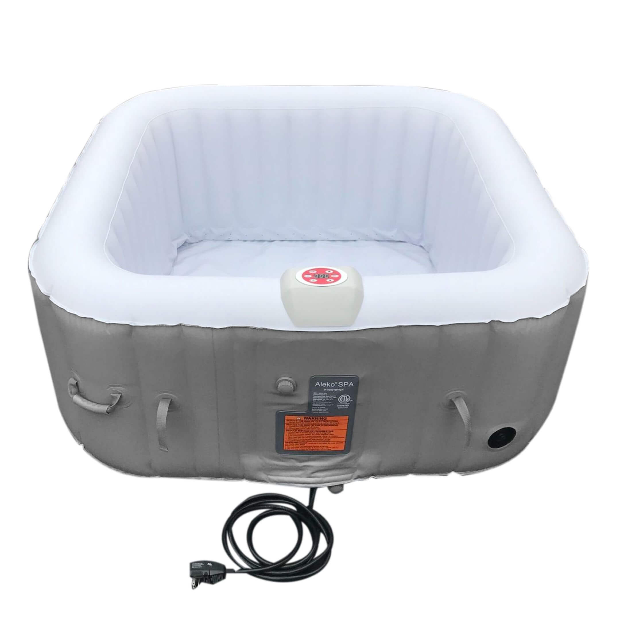 ALEKO Square Inflatable Hot Tub 2-4 Person with Cover I 160 Gallon I Portable Spa I Gray I SPAFAIR