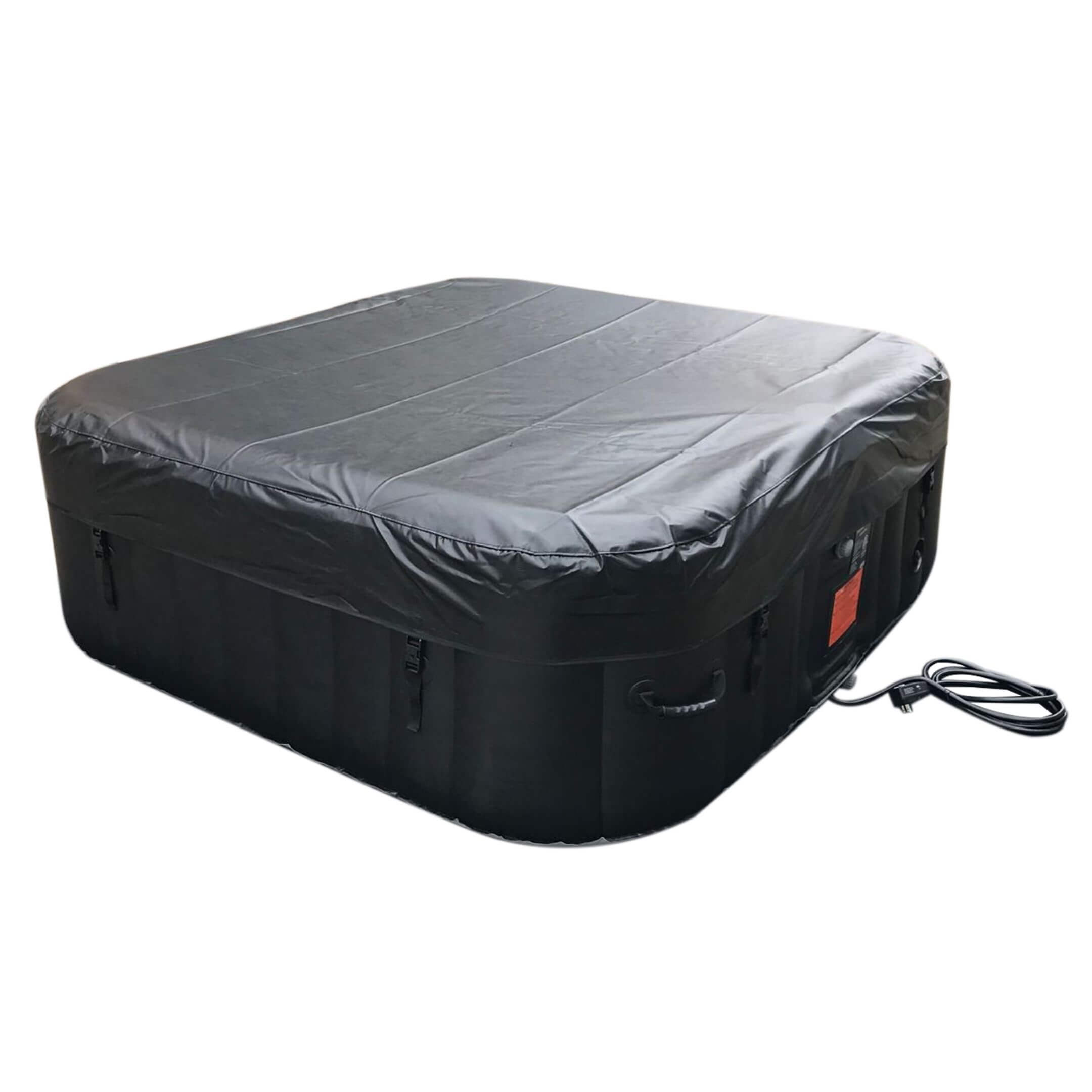 ALEKO Square Inflatable Jetted Hot Tub Spa With Cover - 6 Person - 265 Gallon - Black I SPAFAIR