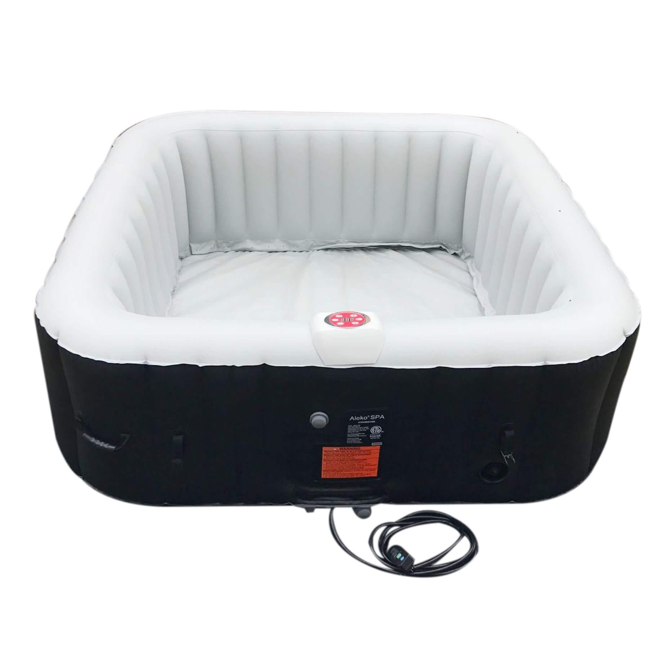 ALEKO Square Inflatable Jetted Hot Tub Spa With Cover - 6 Person - 265 Gallon - Black I SPAFAIR