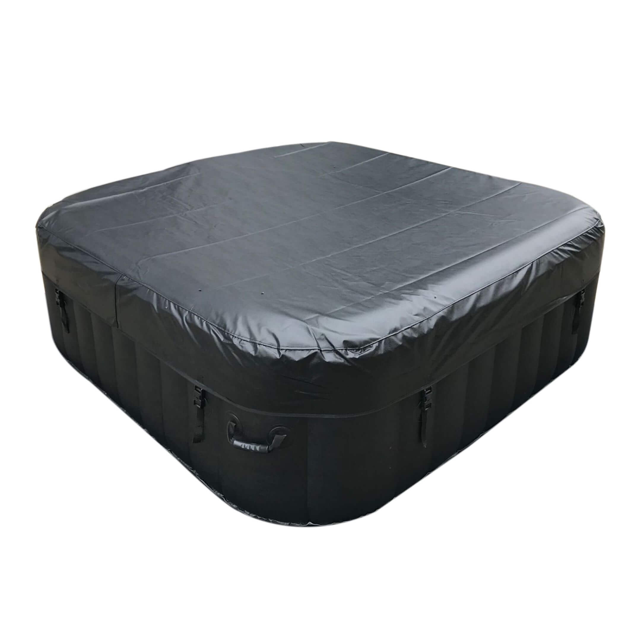 ALEKO Square Inflatable Jetted Hot Tub Spa With Cover - 6 Person - 265 Gallon - Black I SPAFAIR