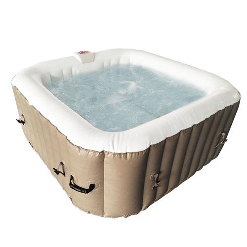ALEKO Square Blow Up Hot Tub 6 Person with Cove I 250 Gallon I Portable Spa I Brown I SPAFAIR