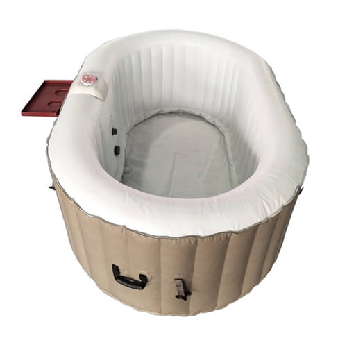 ALEKO Oval Brown & White Inflatable Hot Tub Blow Up Spa - Drink Tray and Cover - 145 Gallon - 2 person I SPAFAIR