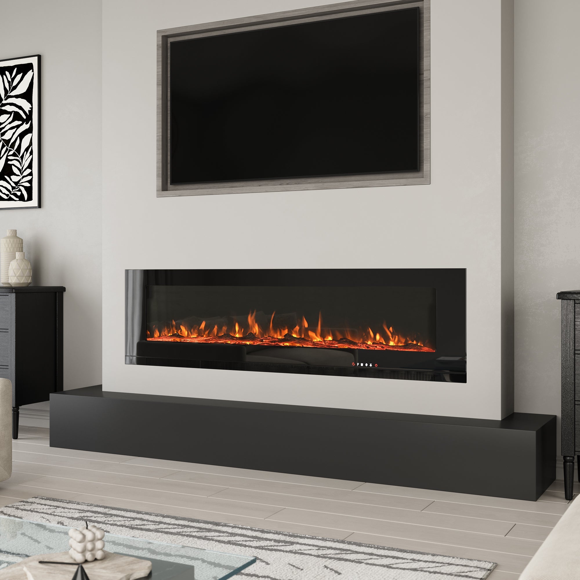 Deluxe Modern Electric Fireplace Insert with 9 Flame Colours