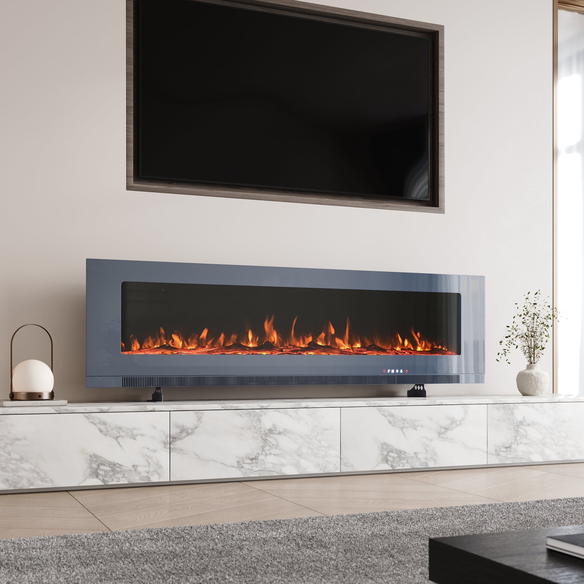 Deluxe Modern Electric Fireplace Insert with 9 Flame Colours