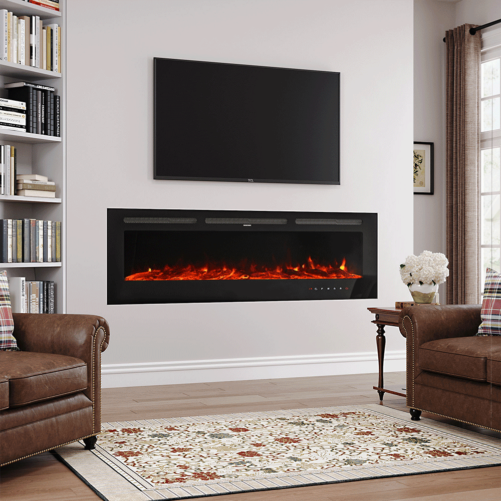 40/50/60/70/80inch Remote-Controlled LED Wall Mounted Electric Fireplace