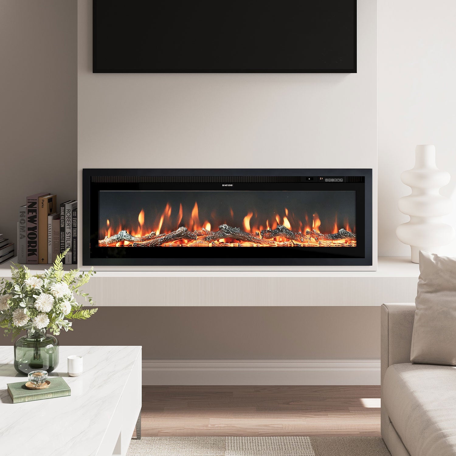 Media Wall Fireplace | 3-in-1 Electric Fireplace Insert with Realistic LED Flames