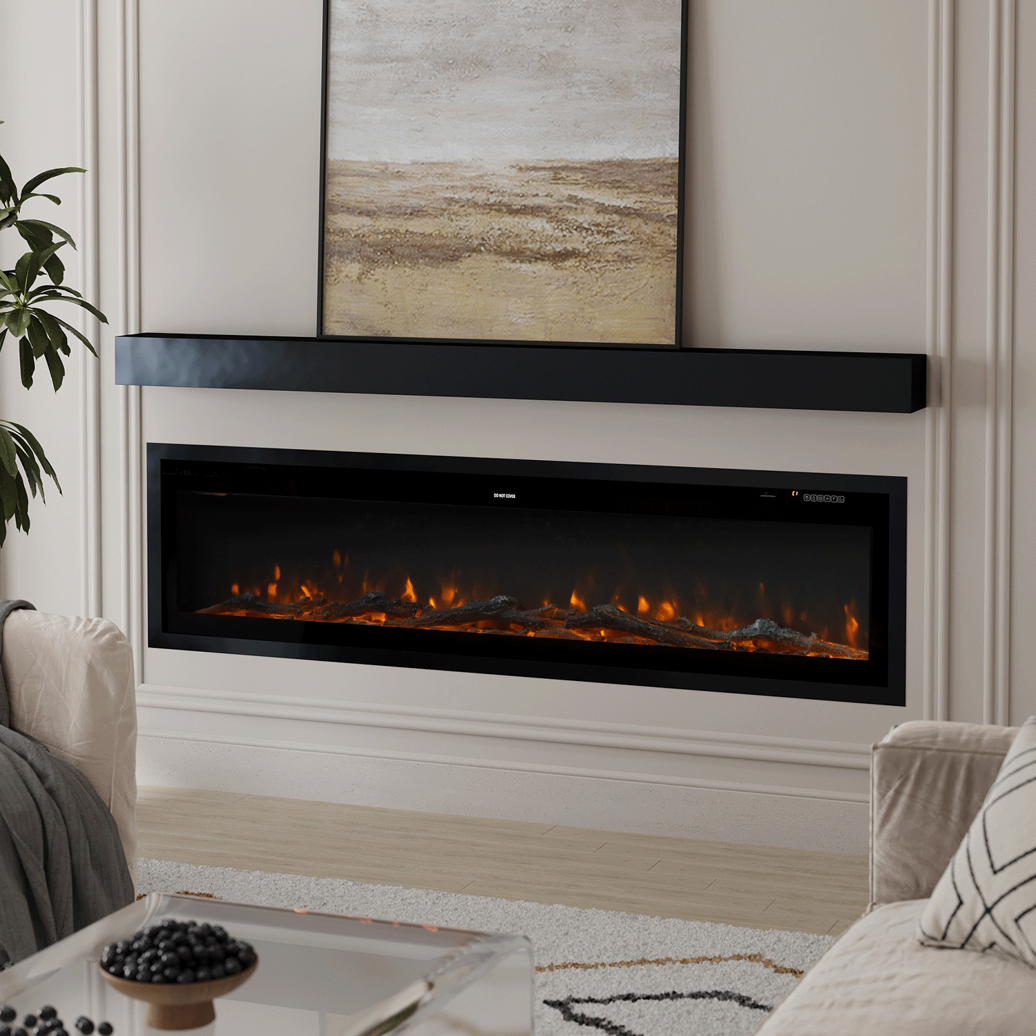 Media Wall Fireplace | 3-in-1 Electric Fireplace Insert with Realistic LED Flames