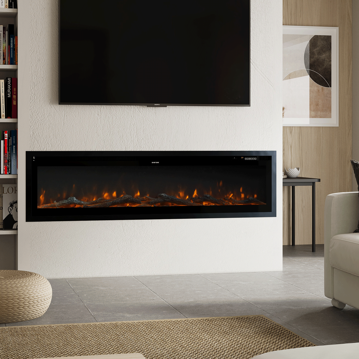 Media Wall Fireplace | 3-in-1 Electric Fireplace Insert with Realistic LED Flames